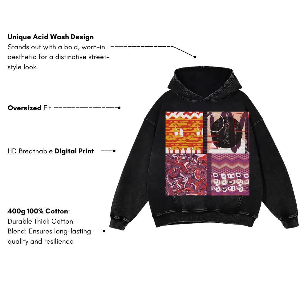 Abstract Acid Wash Oversized Hoodie - Image 3