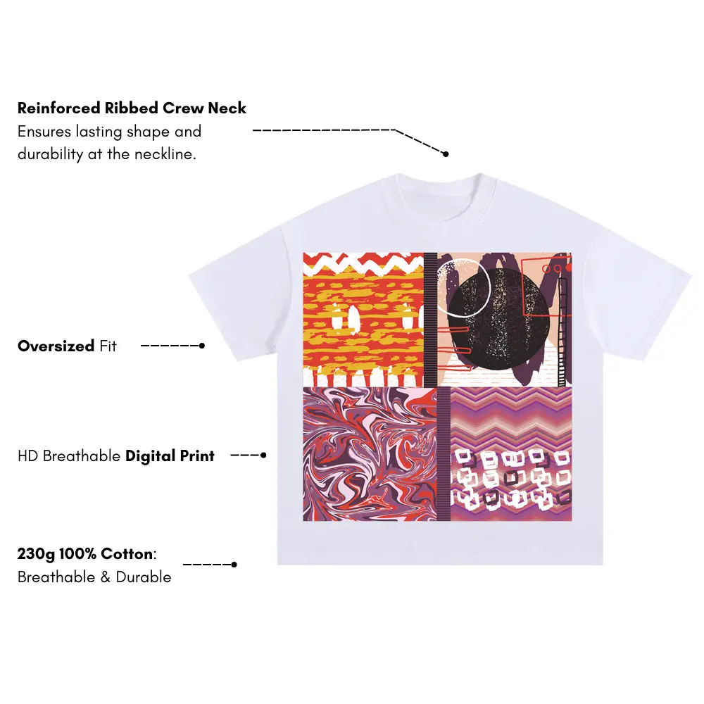 Abstract Oversized White Graphic Tee - Image 3