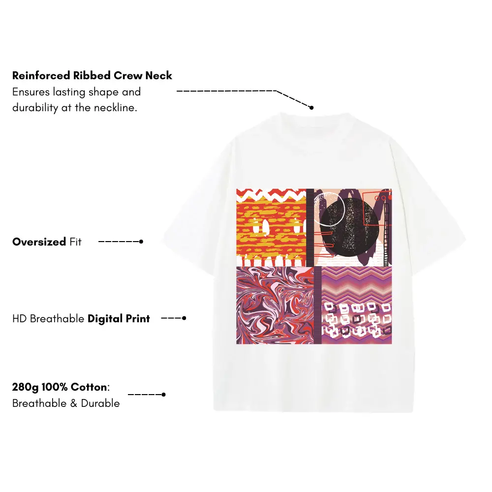 Abstract Heavyweight Oversized White Graphic Tee - Image 3