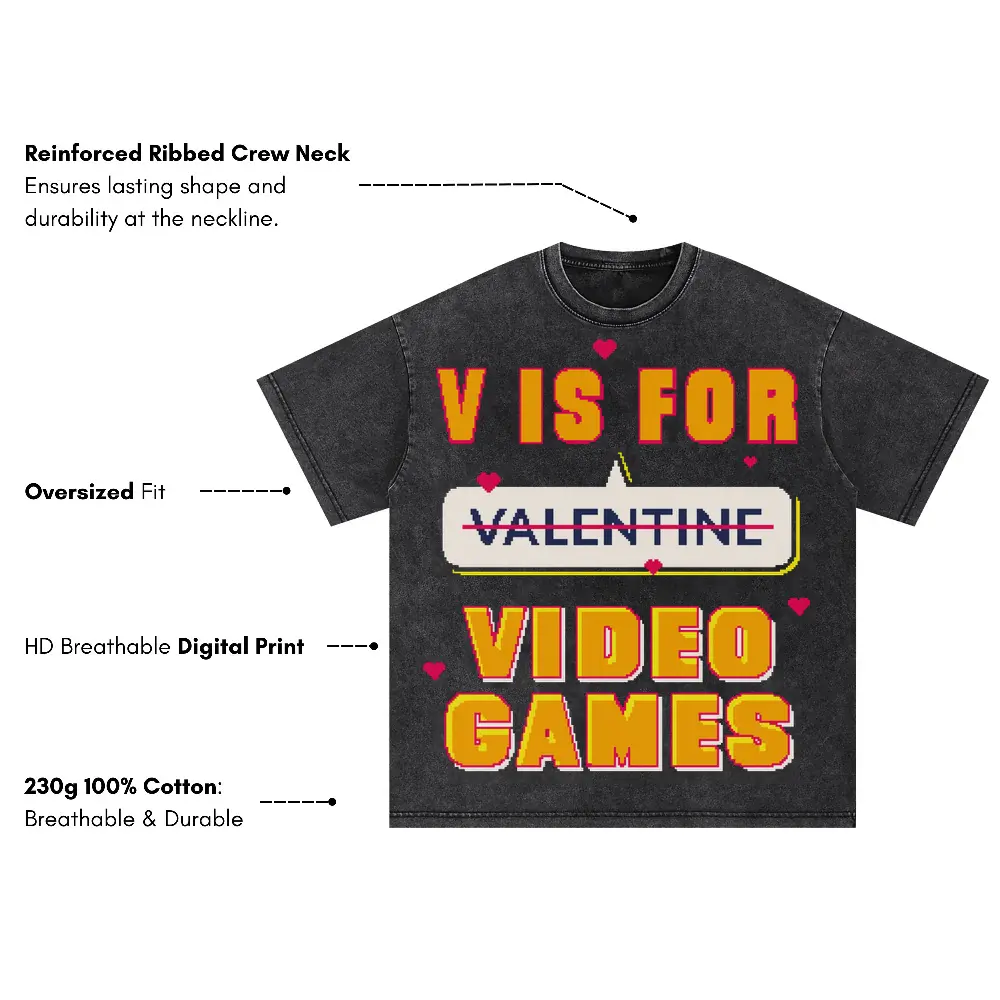 Video Games Oversized Acid Wash T-shirt - Image 3
