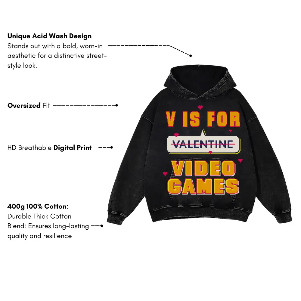 Video Games Acid Wash Oversized Hoodie - Image 3