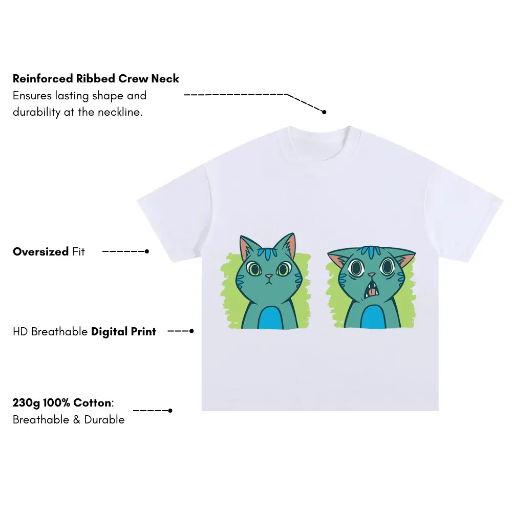 2 Expressions Cat Oversized White Graphic Tee - Image 3