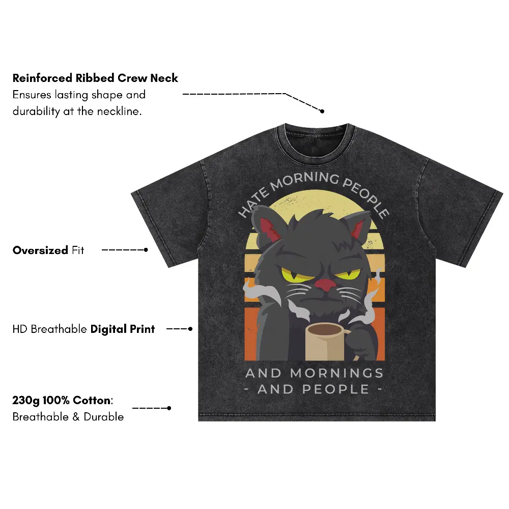 Agrycoffecat Oversized Acid Wash T-shirt - Image 3