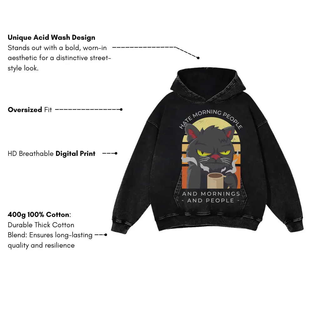 Agrycoffecat Acid Wash Oversized Hoodie - Image 3