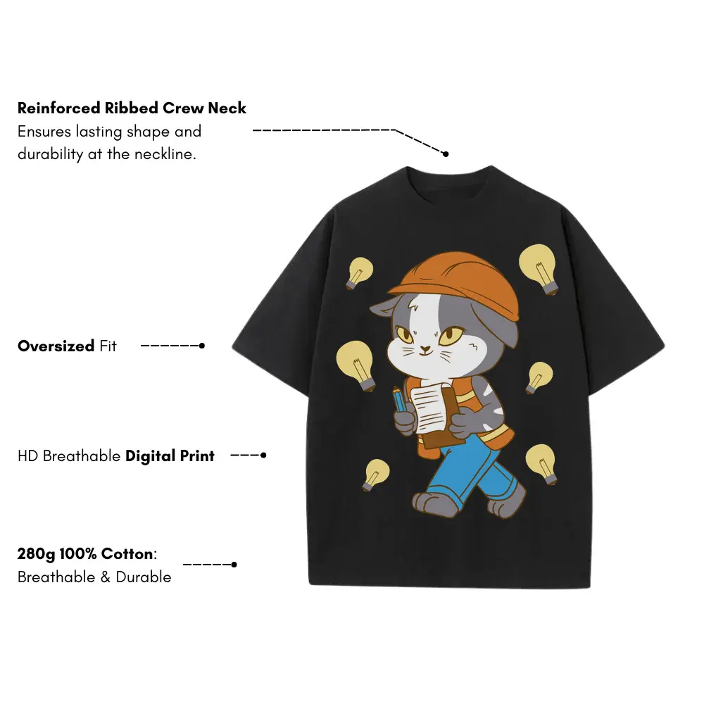 An Engineer Heavyweight Oversized Black Graphic Tee - Image 3