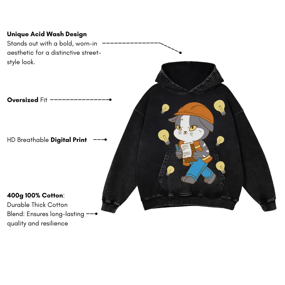 An Engineer Acid Wash Oversized Hoodie - Image 3