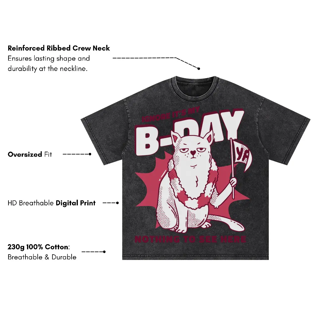 Anti Birthday Oversized Acid Wash T-shirt - Image 3