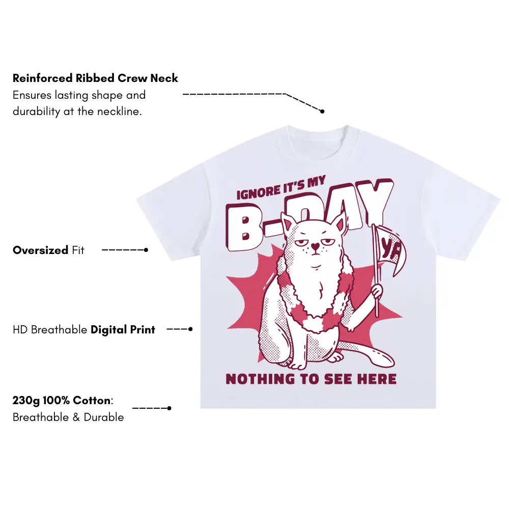 Anti Birthday Oversized White Graphic Tee - Image 3