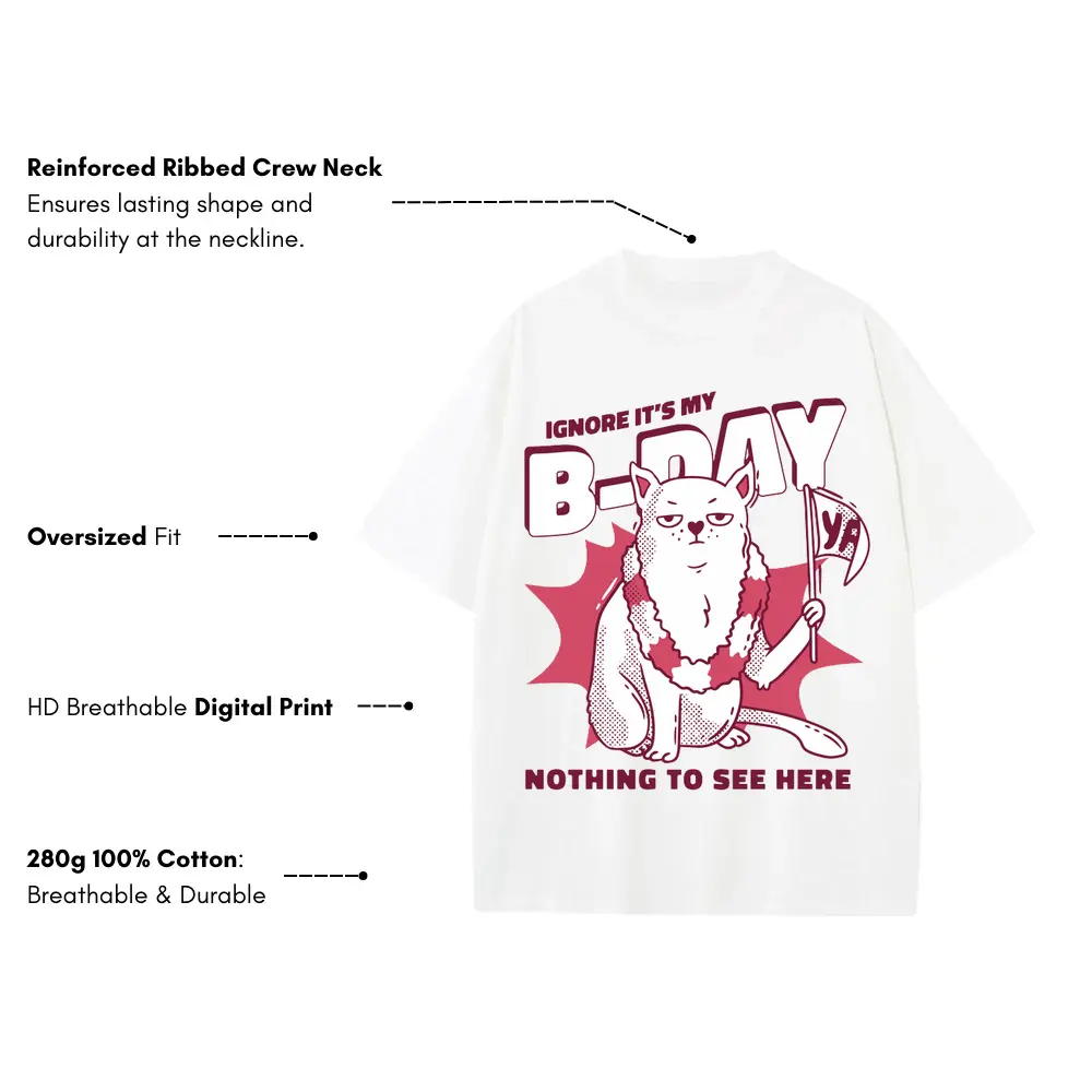 Anti Birthday Heavyweight Oversized White Graphic Tee - Image 3