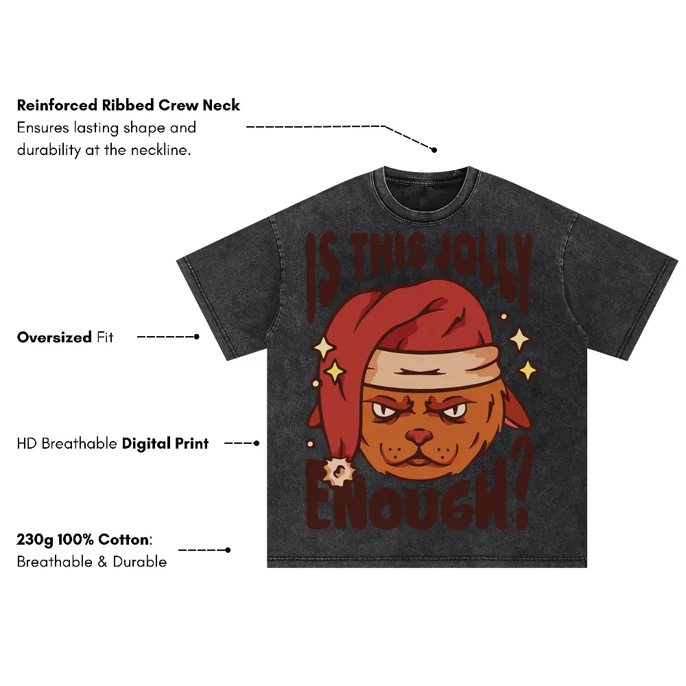 Anti Christmas Cat Oversized Acid Wash T-shirt - Image 3