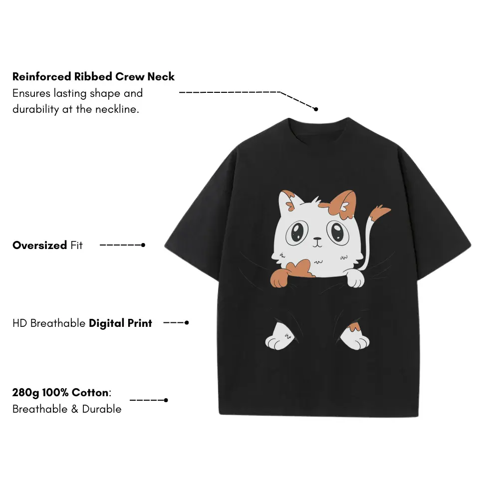 Babycat Heavyweight Oversized Black Graphic Tee - Image 3