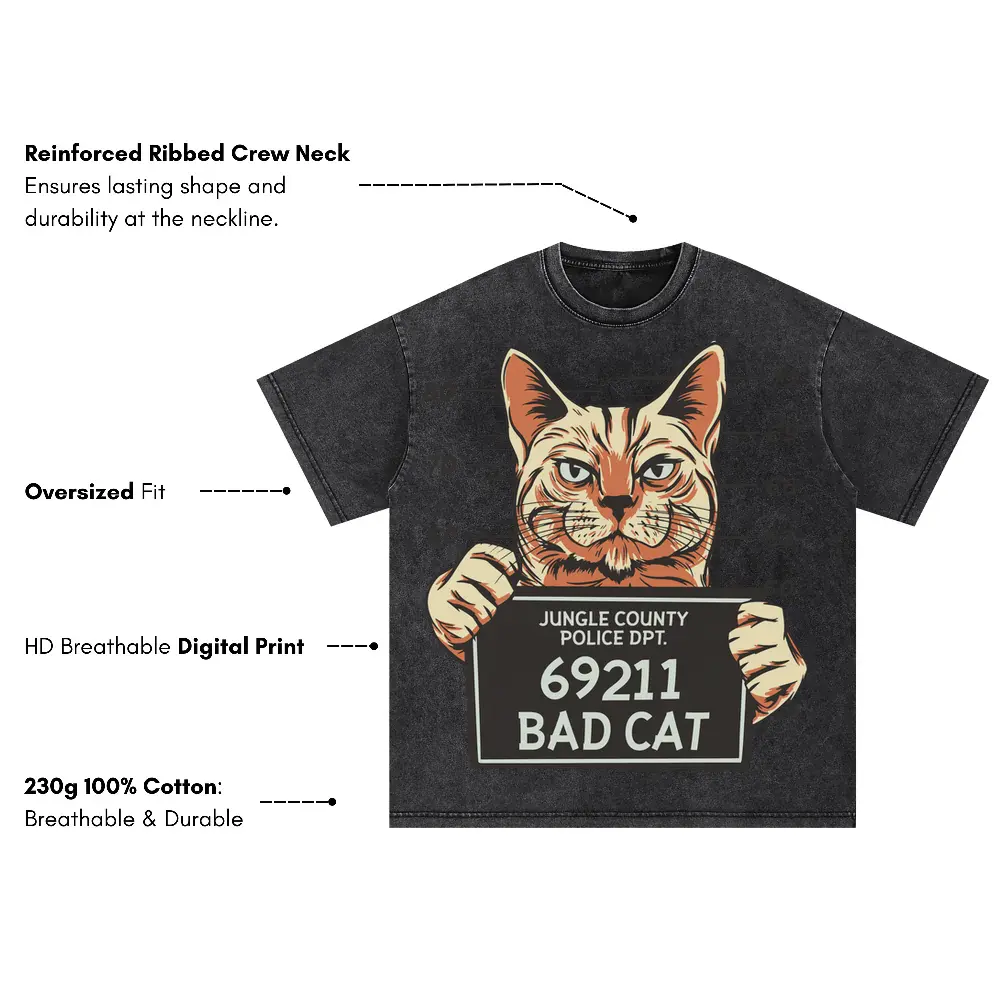 Badcat Oversized Acid Wash T-shirt - Image 3