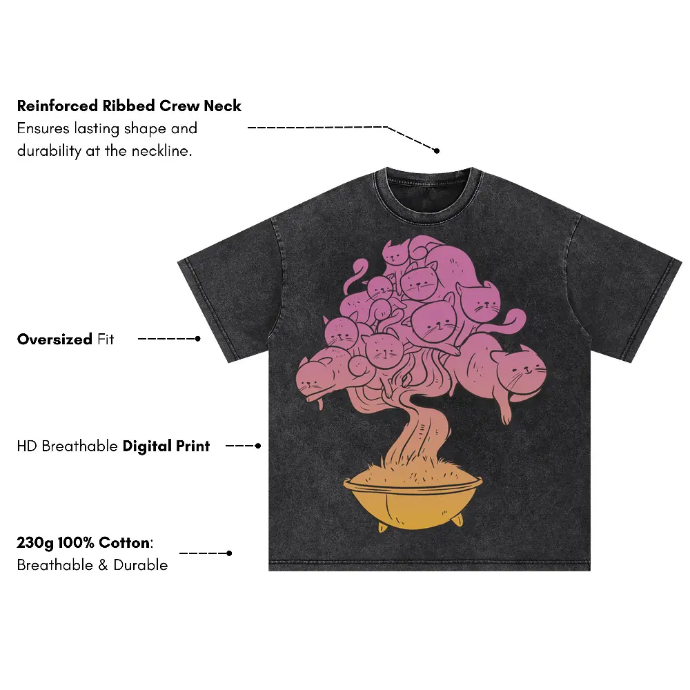 Bonsaicats Oversized Acid Wash T-shirt - Image 3