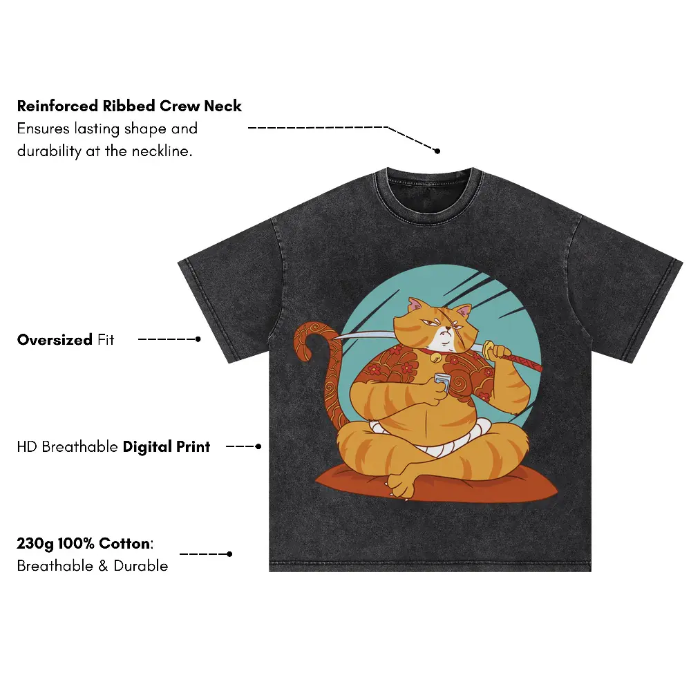 Yakuzacat Oversized Acid Wash T-shirt - Image 3