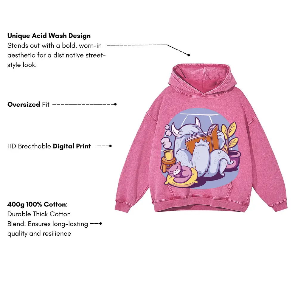 Yeti Acid Wash Oversized Pink Hoodie - Image 3