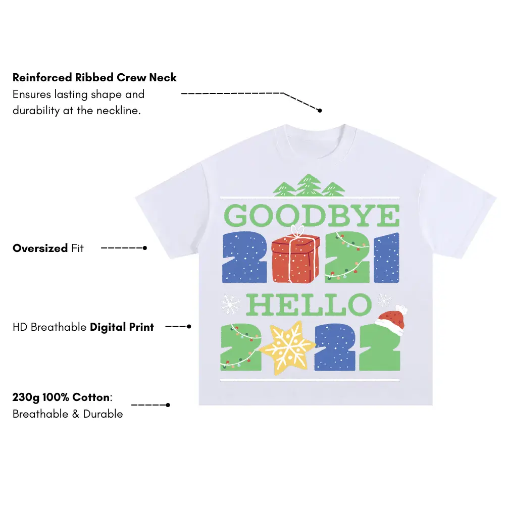 2021 Oversized White Graphic Tee - Image 3