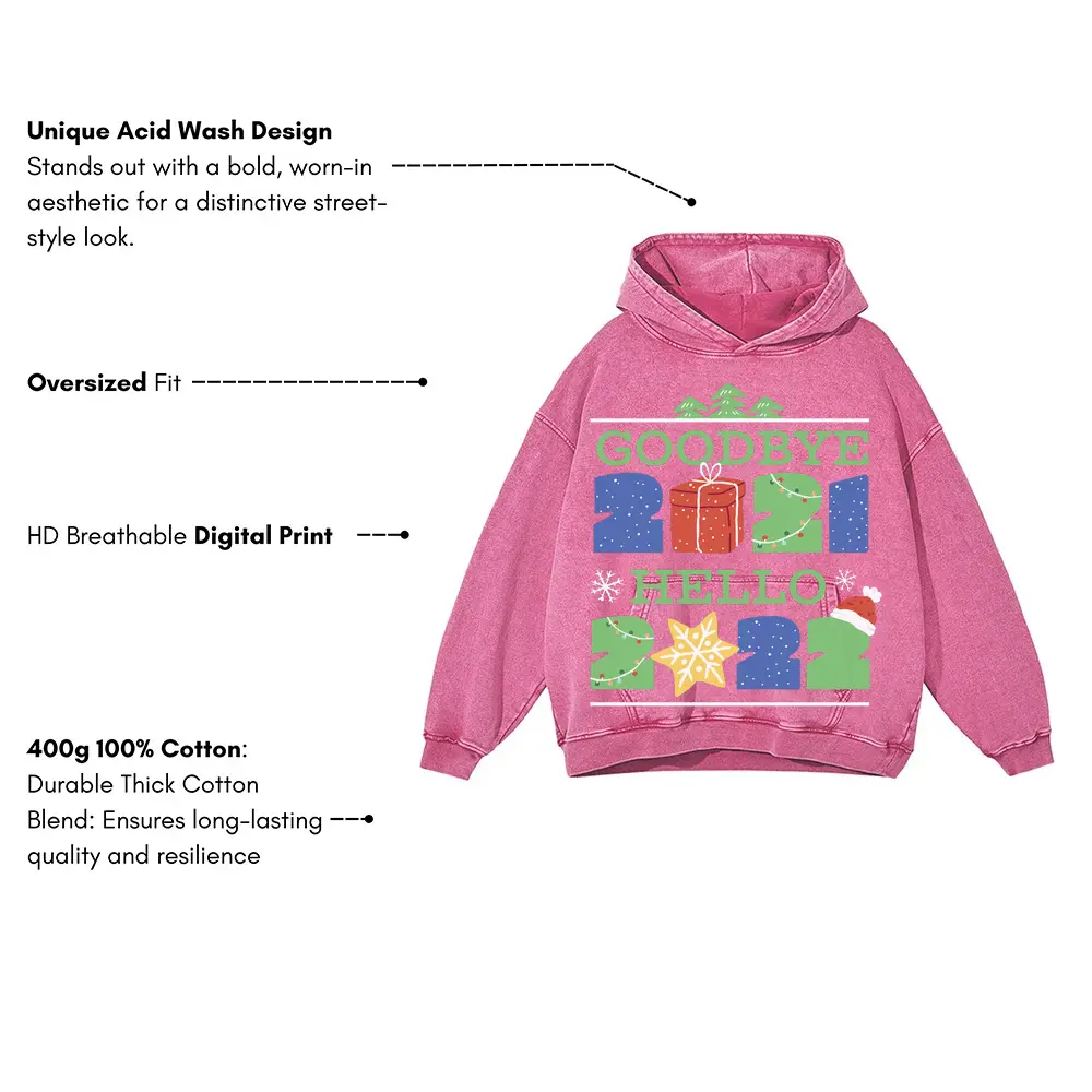 2021 Acid Wash Oversized Pink Hoodie - Image 3