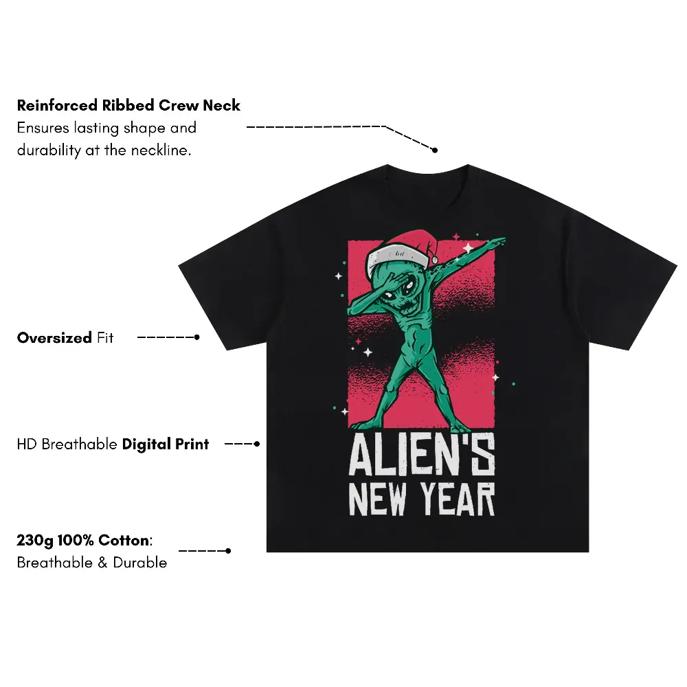 Alien Dab Oversized Black Graphic Tee - Image 3