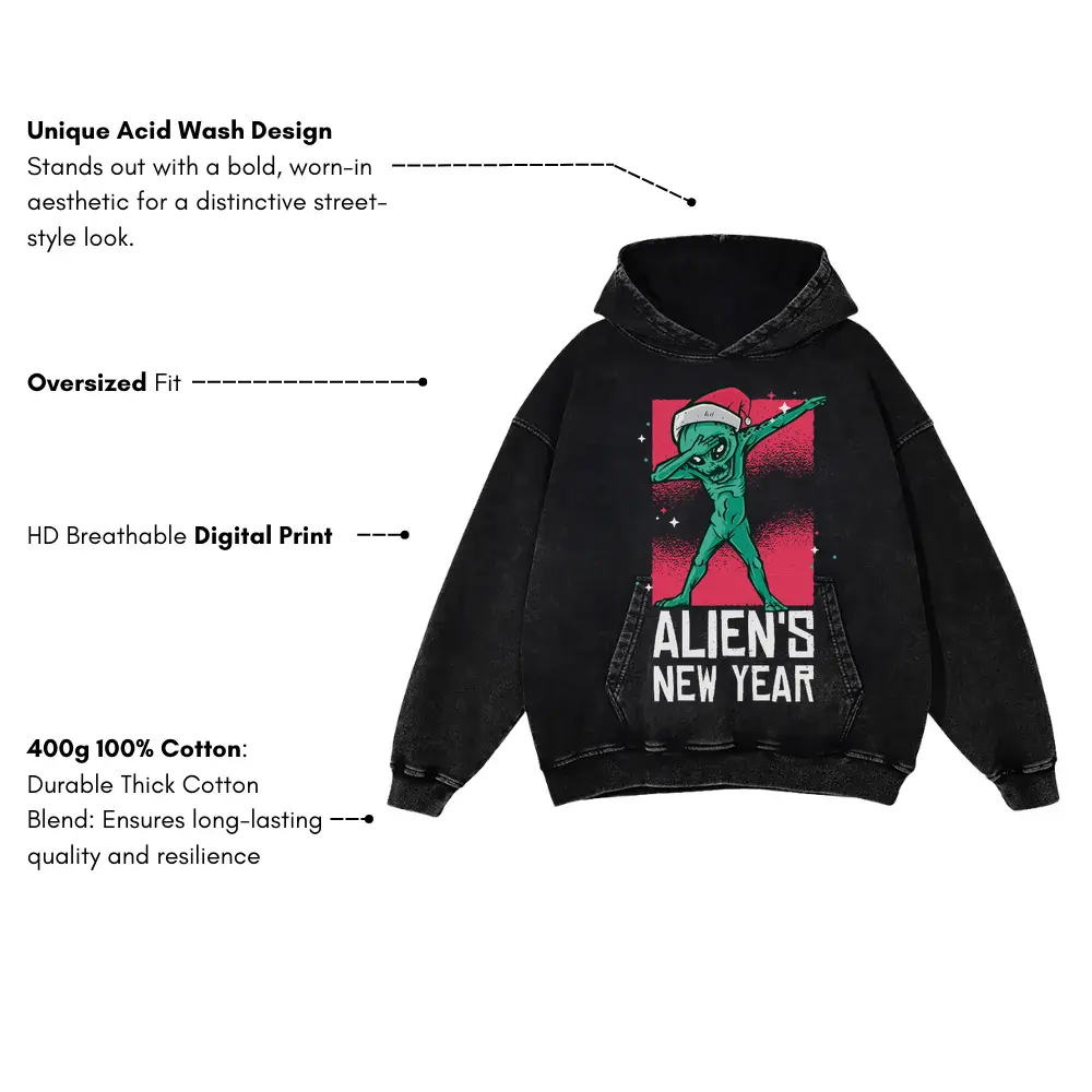 Alien Dab Acid Wash Oversized Hoodie - Image 3