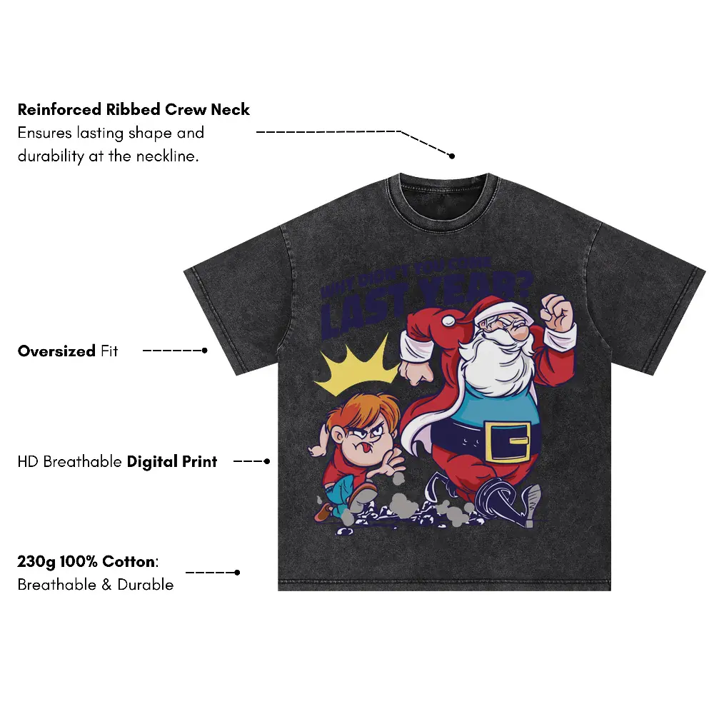 Boy Santa Oversized Acid Wash T-shirt - Image 3