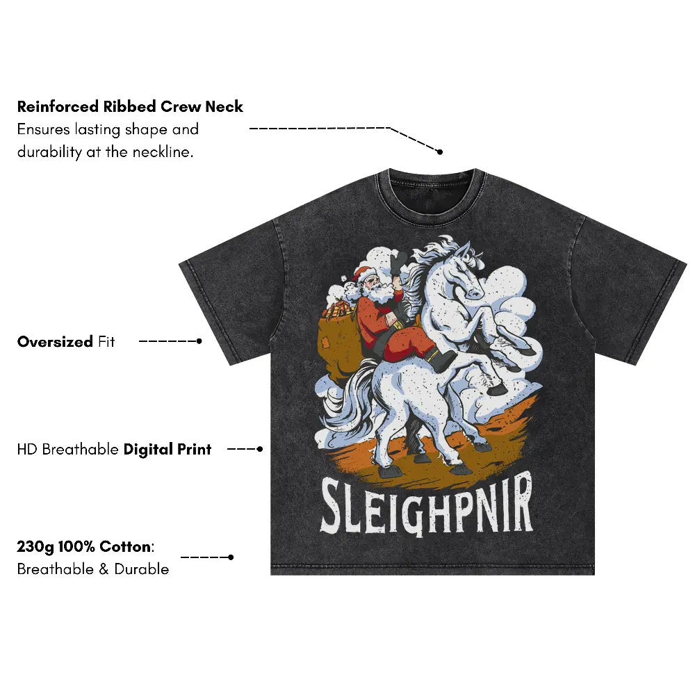 Sleighpnir Santa Oversized Acid Wash T-shirt - Image 3