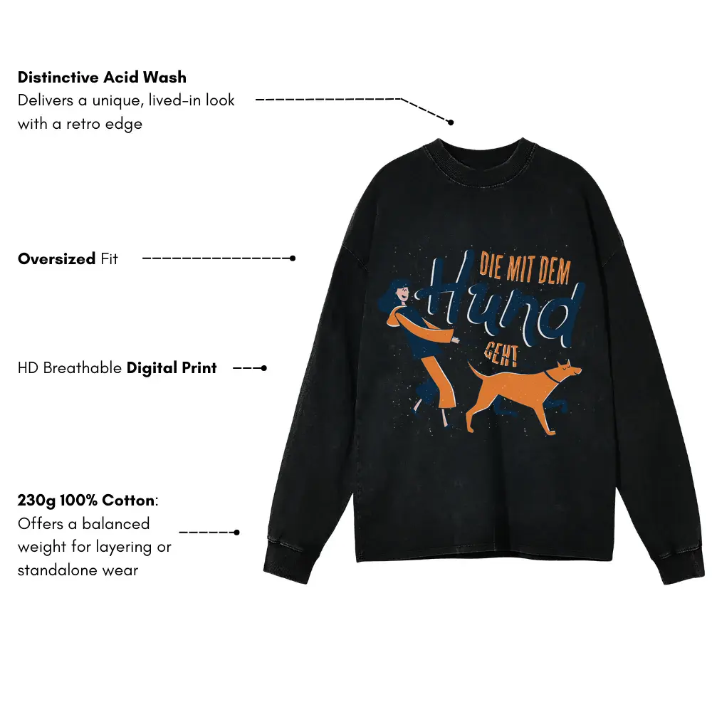 050 Hund Acid Wash Oversized Long Sleeve Shirt - Image 3