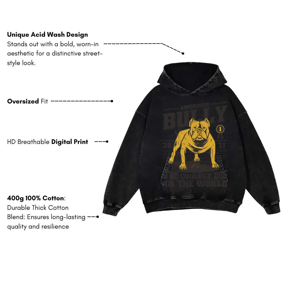 American Bully Acid Wash Oversized Hoodie - Image 3