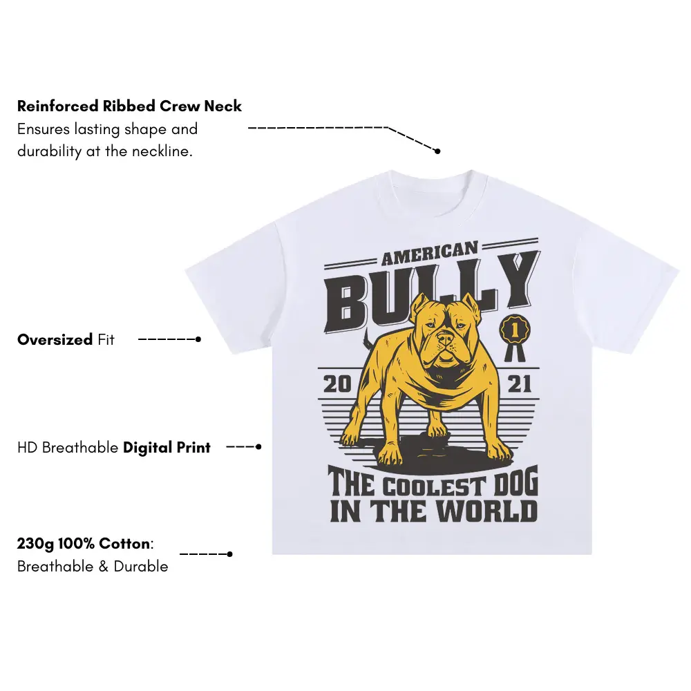 American Bully Oversized White Graphic Tee - Image 3