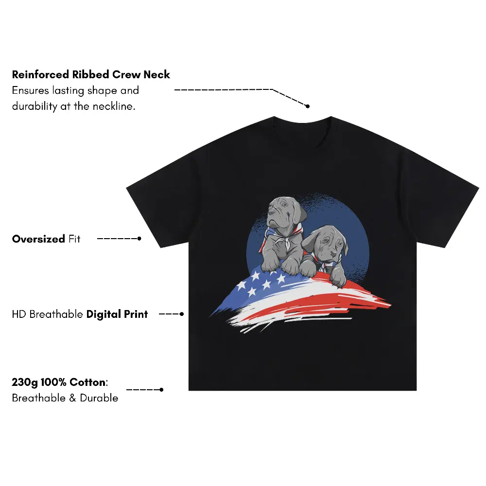American Dogs Oversized Black Graphic Tee - Image 3