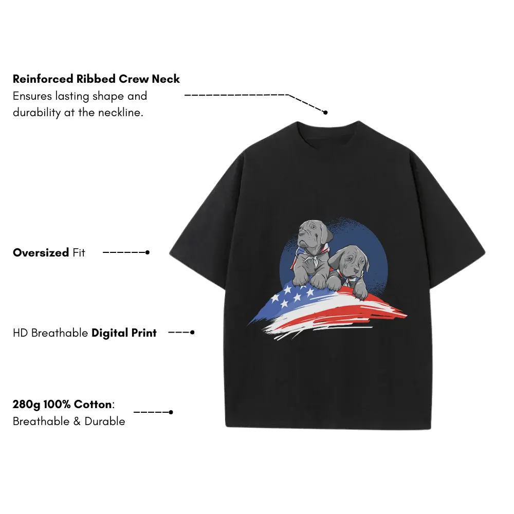 American Dogs Heavyweight Oversized Black Graphic Tee - Image 3
