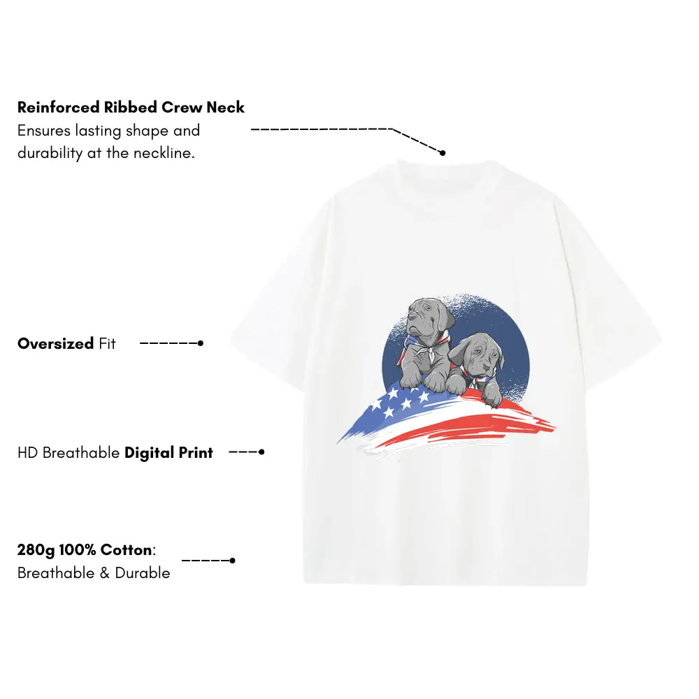 American Dogs Heavyweight Oversized White Graphic Tee - Image 3