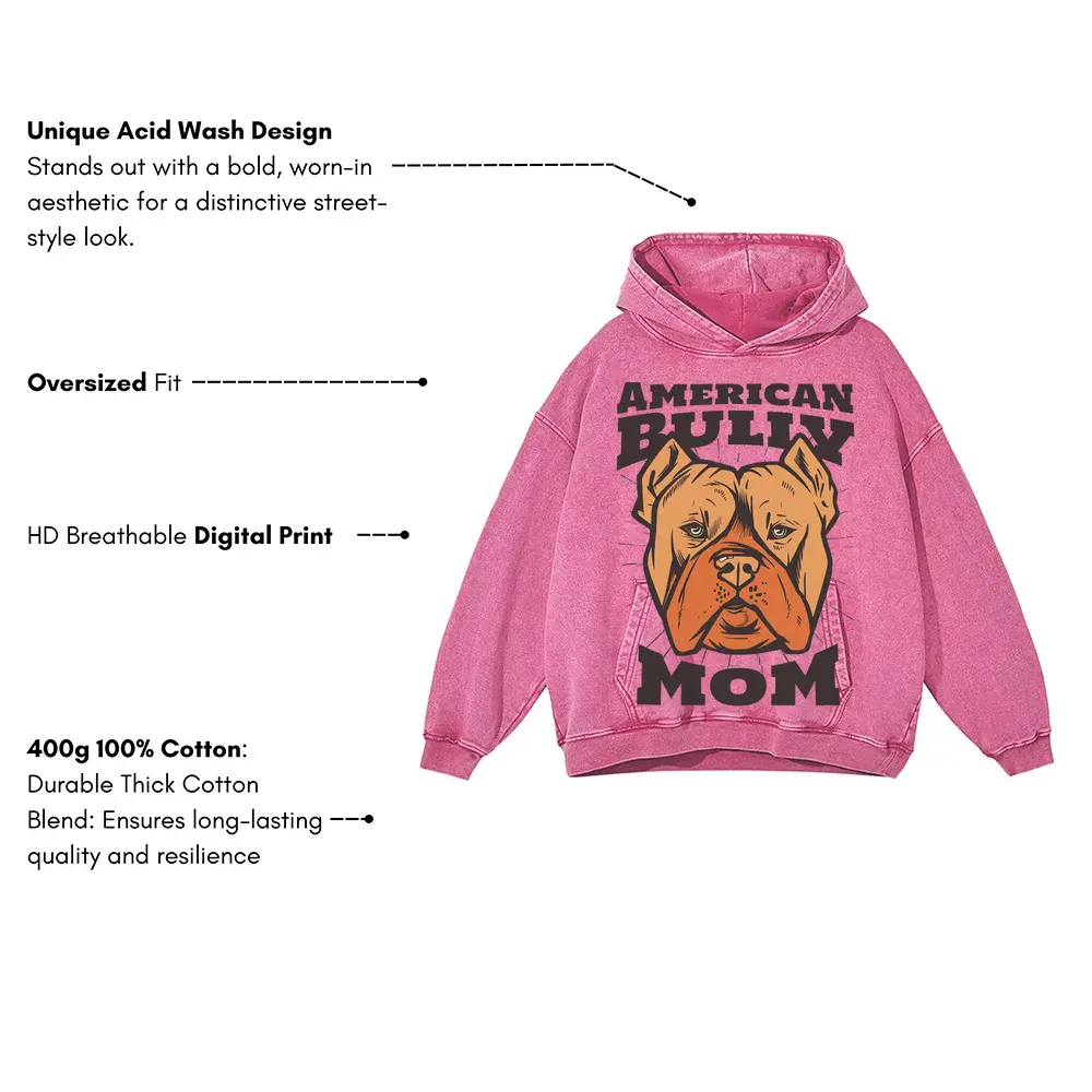 Americanbullymom Acid Wash Oversized Pink Hoodie - Image 3