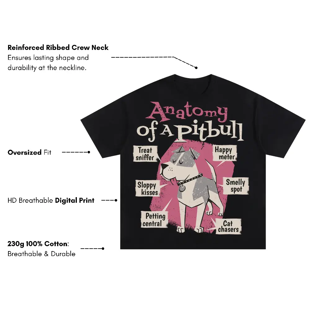 Anatomy Of Apitbull T Oversized Black Graphic Tee - Image 3