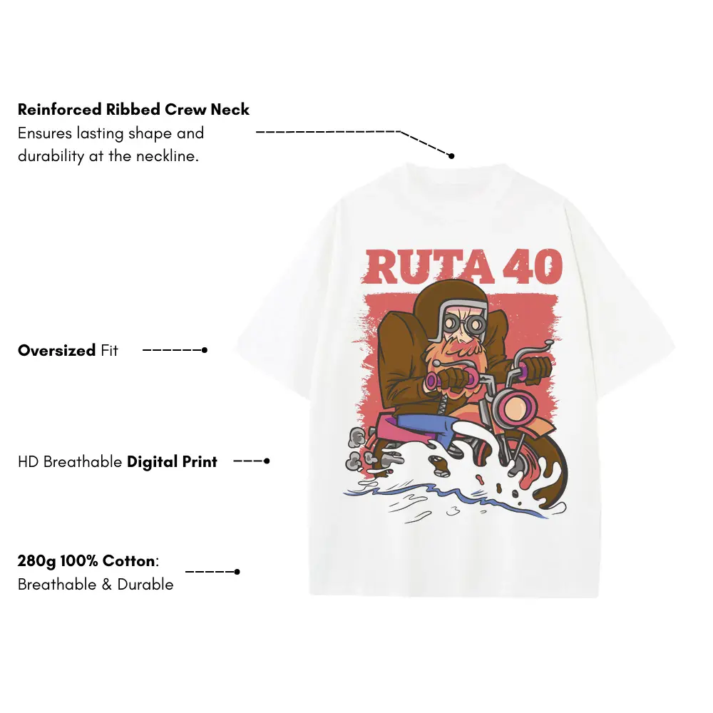 Adventure Motorcycle Heavyweight Oversized White Graphic Tee - Image 3