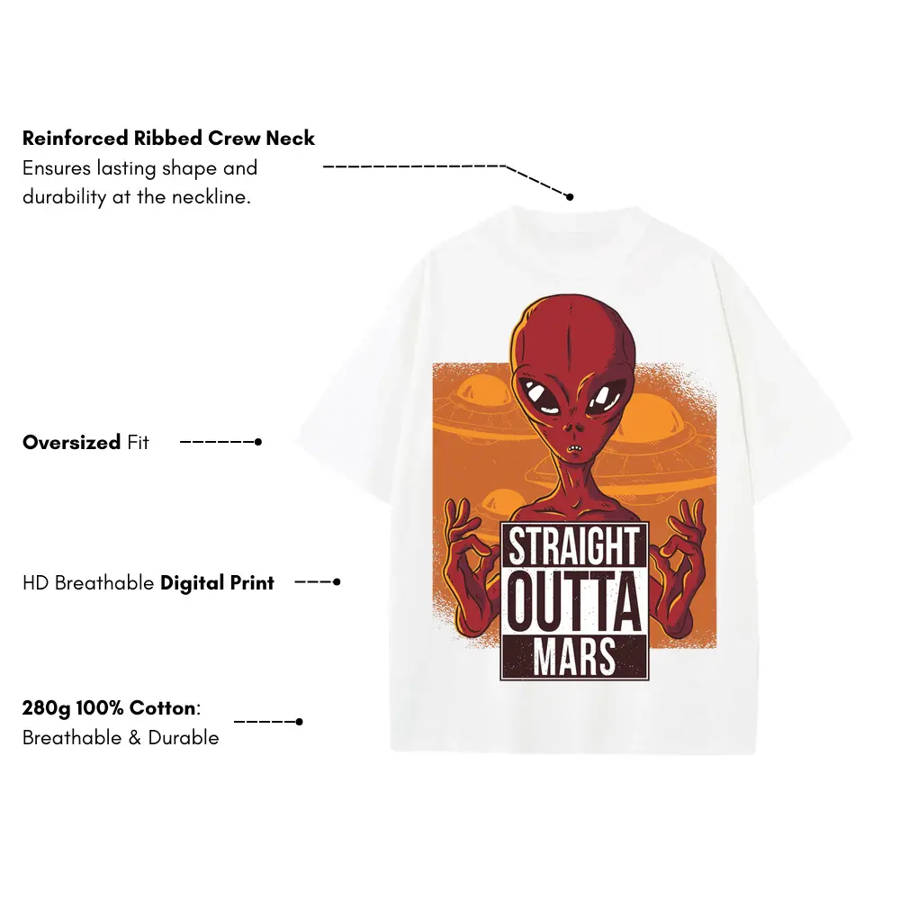 Alien 08 Hq Heavyweight Oversized White Graphic Tee - Image 3