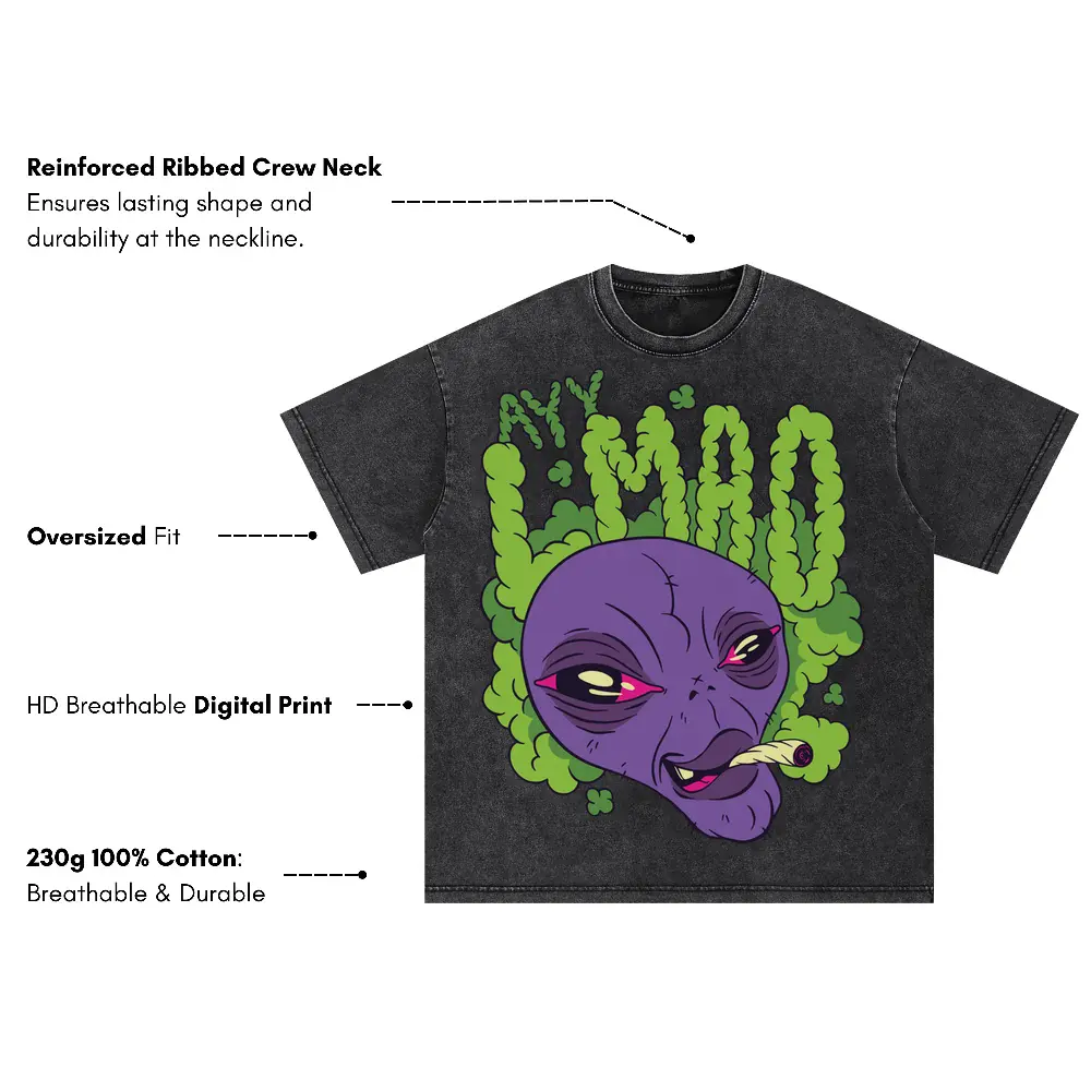 Alien Stoned Oversized Acid Wash T-shirt - Image 3