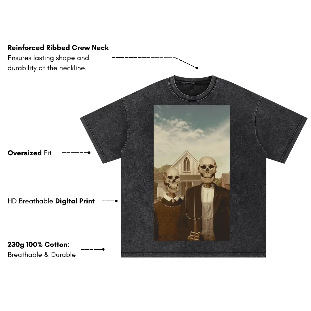 American Gothic Phonecase A Oversized Acid Wash T-shirt - Image 3