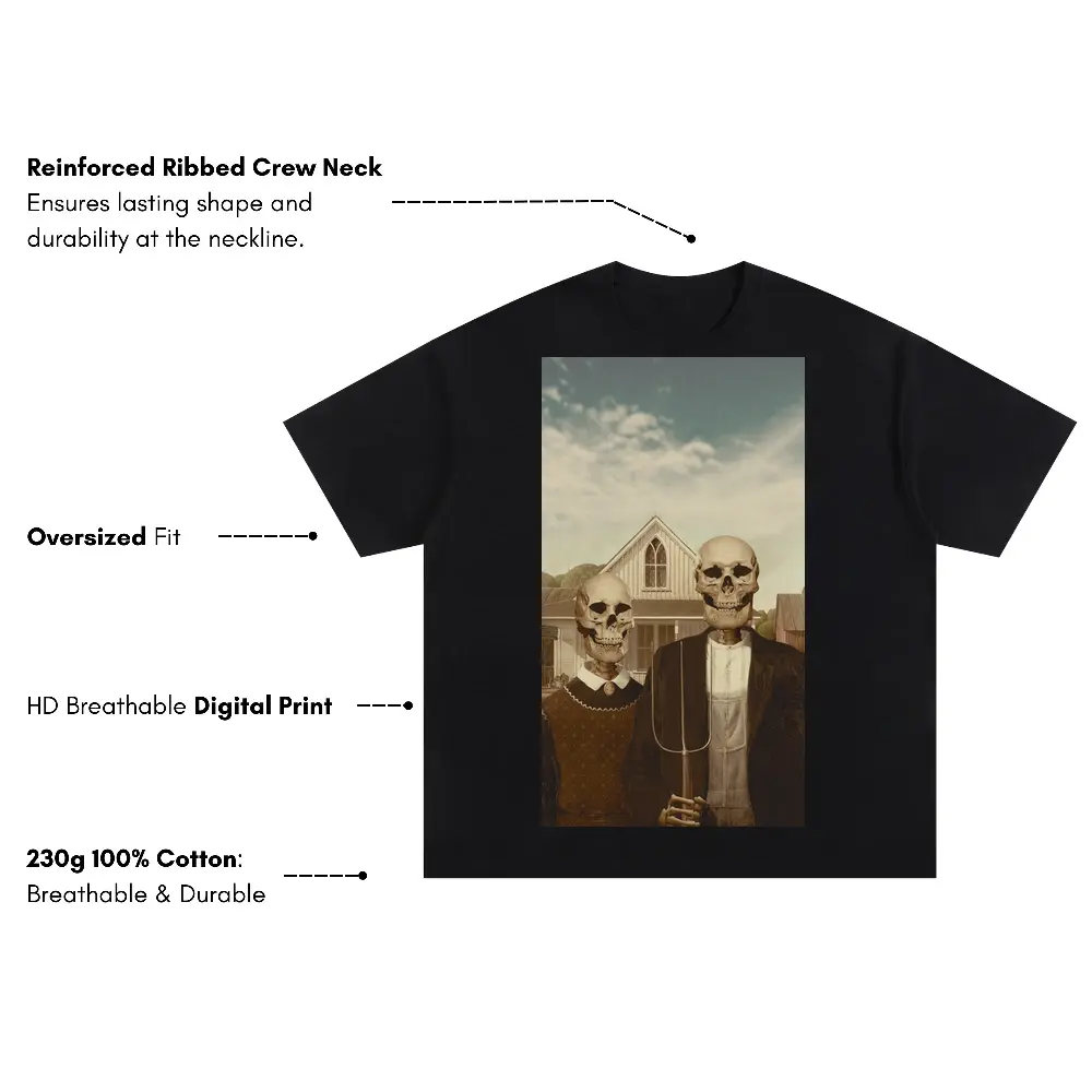 American Gothic Phonecase A Oversized Black Graphic Tee - Image 3