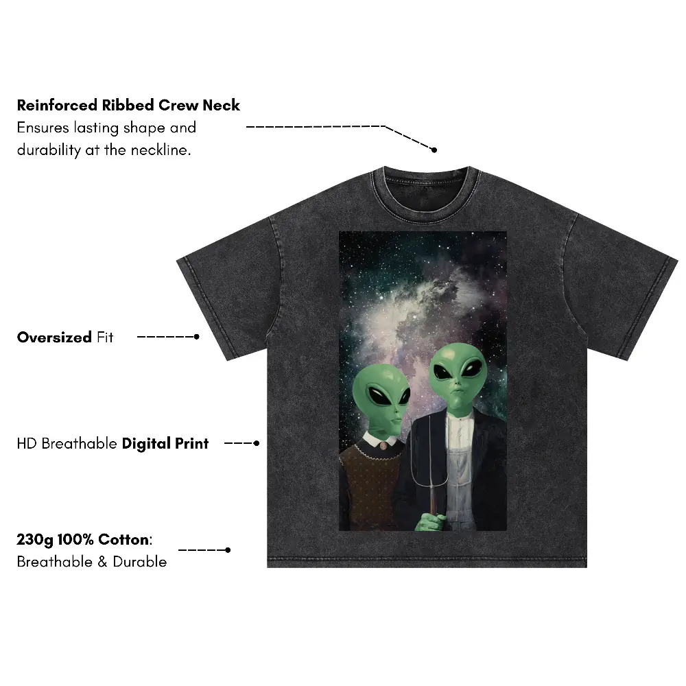 American Gothic Phonecase B Oversized Acid Wash T-shirt - Image 3