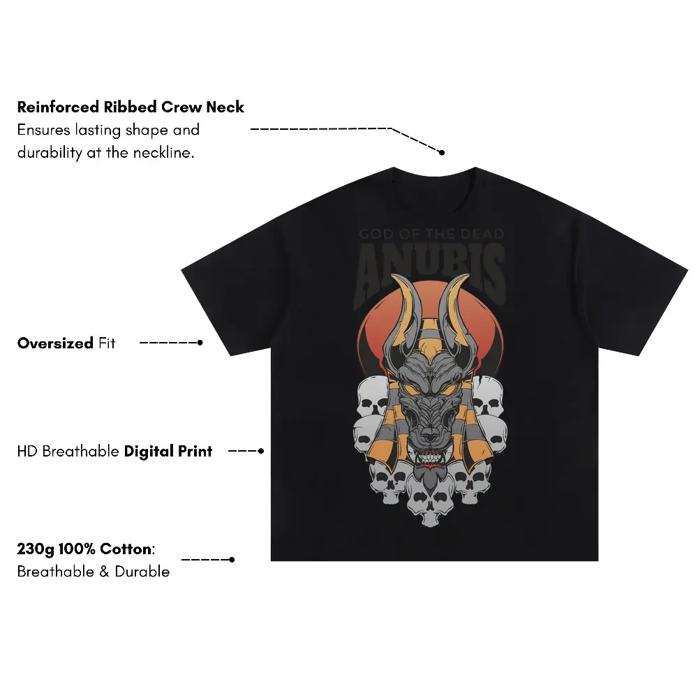 Anubis Godof Dead Oversized Black Graphic Tee - Image 3