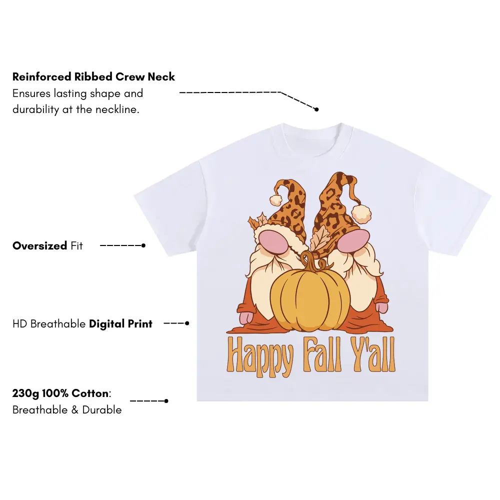 Autumngnomes Oversized White Graphic Tee - Image 3
