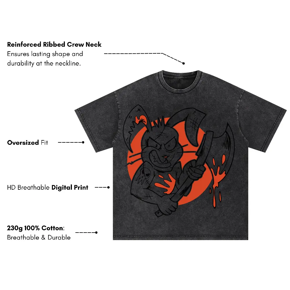 Bad Halloweenbunny Oversized Acid Wash T-shirt - Image 3