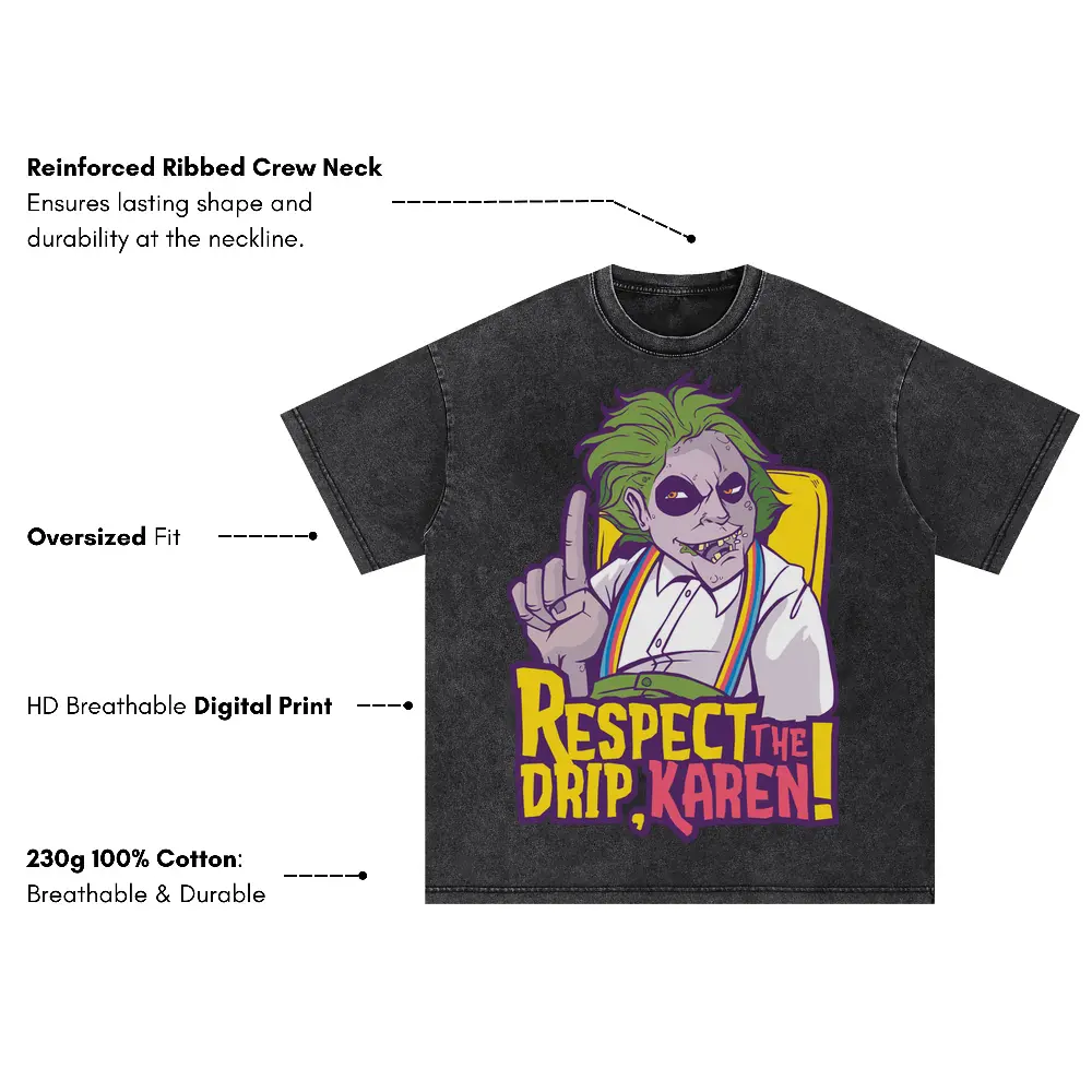 Beetle Respect Drip Oversized Acid Wash T-shirt - Image 3