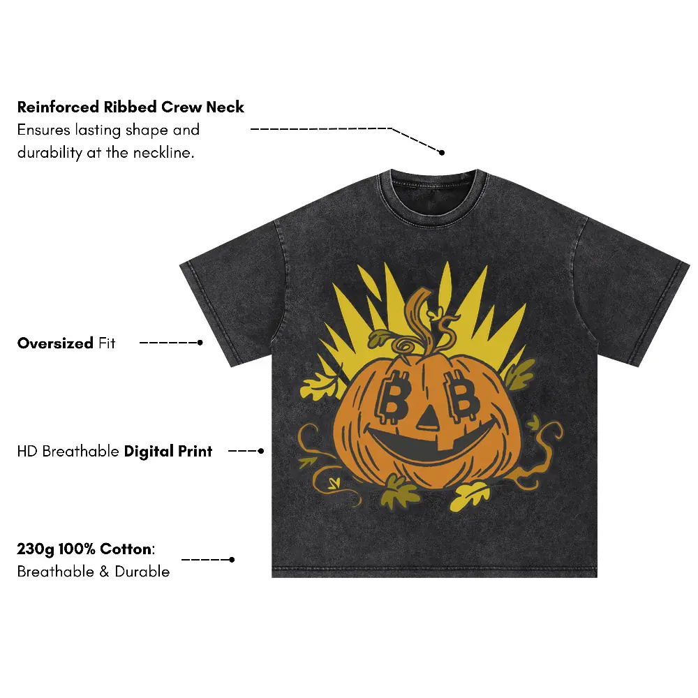 Bitcoinpumpkin Oversized Acid Wash T-shirt - Image 3