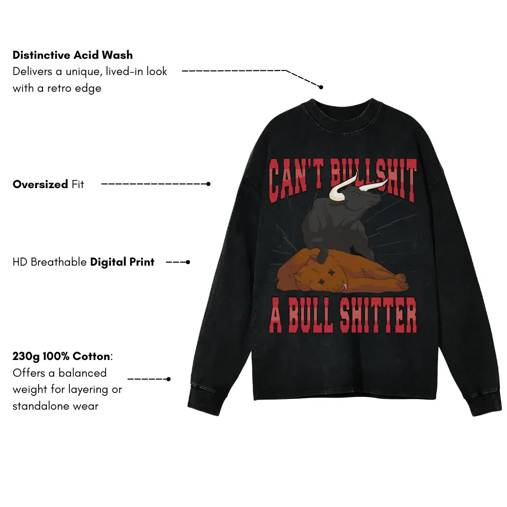 Bulls Acid Wash Oversized Long Sleeve Shirt - Image 3