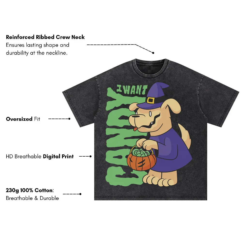 Candy Dog Oversized Acid Wash T-shirt - Image 3