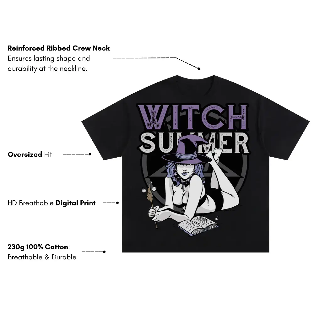 Witch Summer Oversized Black Graphic Tee - Image 3
