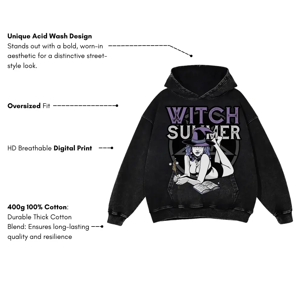 Witch Summer Acid Wash Oversized Hoodie - Image 3