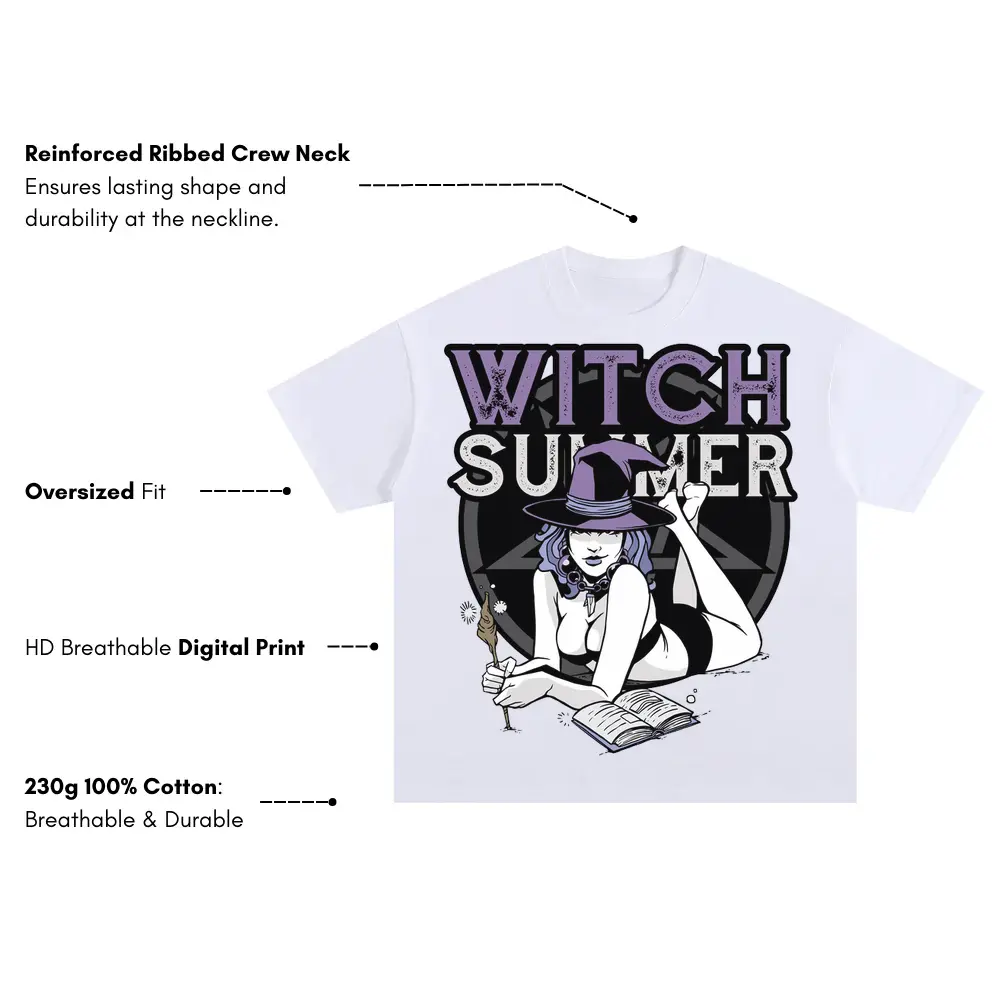 Witch Summer Oversized White Graphic Tee - Image 3