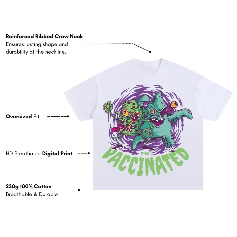 Zombie Characters Parody Oversized White Graphic Tee - Image 3